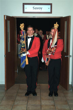 the Colours leaving the dining-in [Binning]