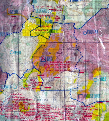 John Masters map of Agent Orange spray zones in Phuoc Tuy Province [courtesy website www.abridgeover.net]