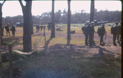 Op 'Bluewater' - deploying from 'Eagle Farm' LZ Nui Dat, Eagle Farm was a LZ next to the ANZAC battalion lines.  Used for quick reaction moves or routine supply flights    [Young]