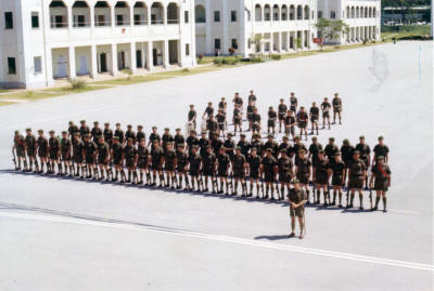 W Company Guard of Honour & 1RNZIR Band wait to welcome PM Holyoake [click to enlarge] [Young]