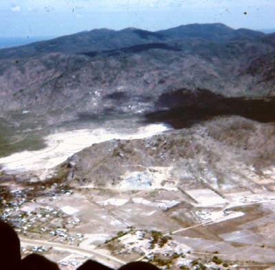 Wolverton or Nui Dinh Mountains - Baria town & main road to Saigon bottom right.  Nui Dinh are the middle range of hills, W Coy were now operating in the near foreground along the lower ridge to the right and behind BARIA. [Young]