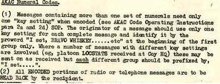 extract from 2RAR unit routine order on the way the trial AKAC code was to be used