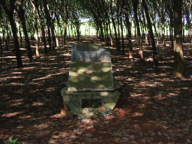 2005 - ANZAC Bn flagpole base [photo courtey Ross Milne W2]  The rubber trees are new plantings.