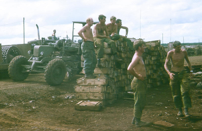 demolishing FSSPB Leloi - [fm left] W02 Doug Mackintosh, Graeme Edwards, Dave Hall, Bruce Young, Dick Bennett, Pete Rowsell [Stock]