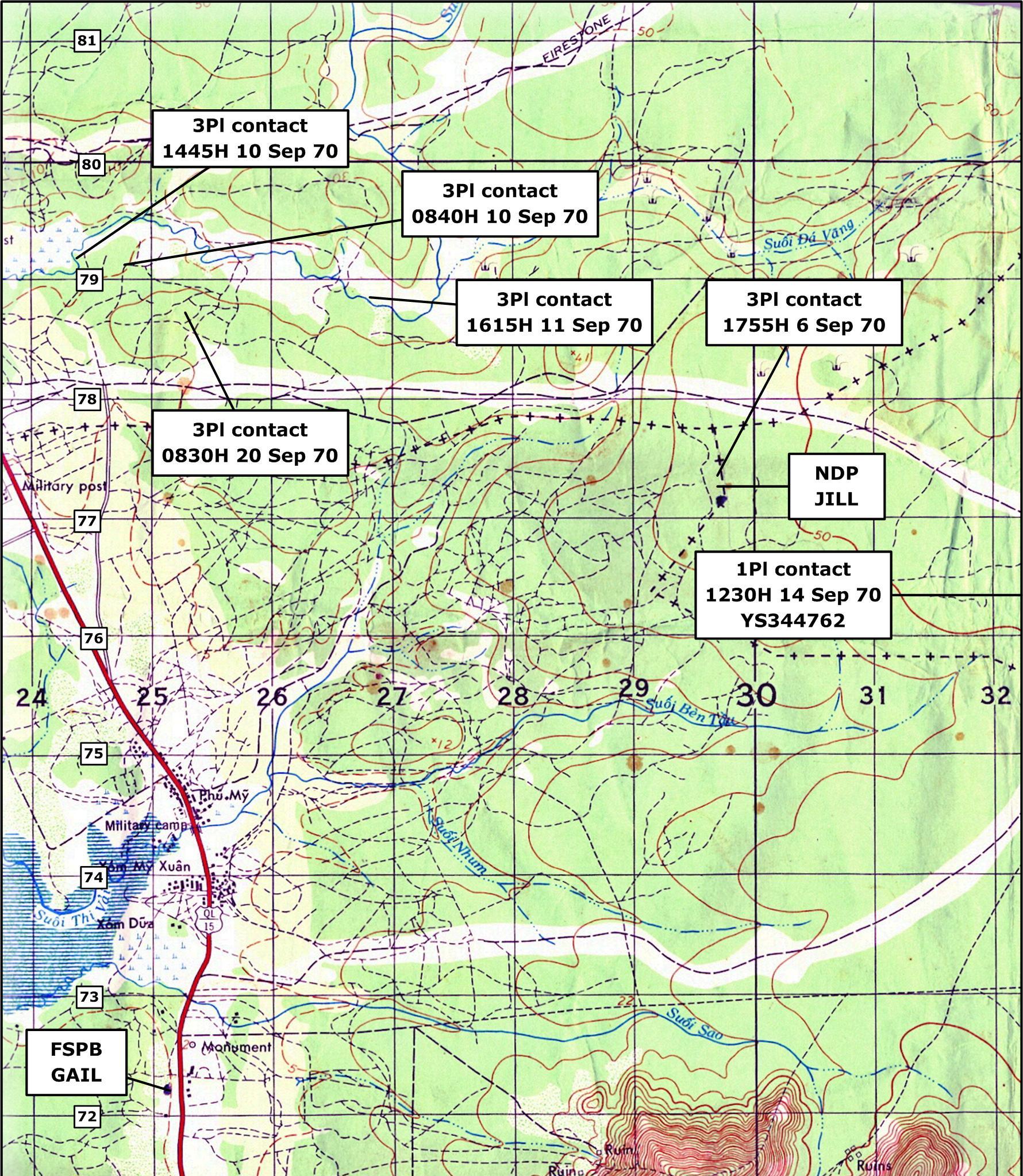 W3 Coy operational area during September 1970