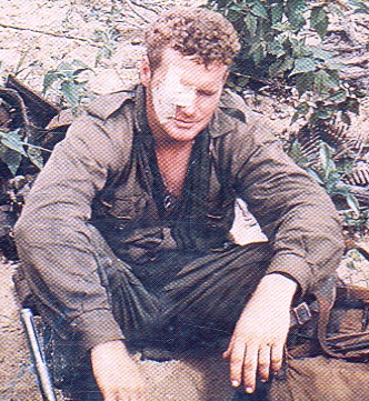 Cpl Wally Goodman with his eye injury received during the 2Pl helicopter insertion 14 October 1970 [Wolfe]